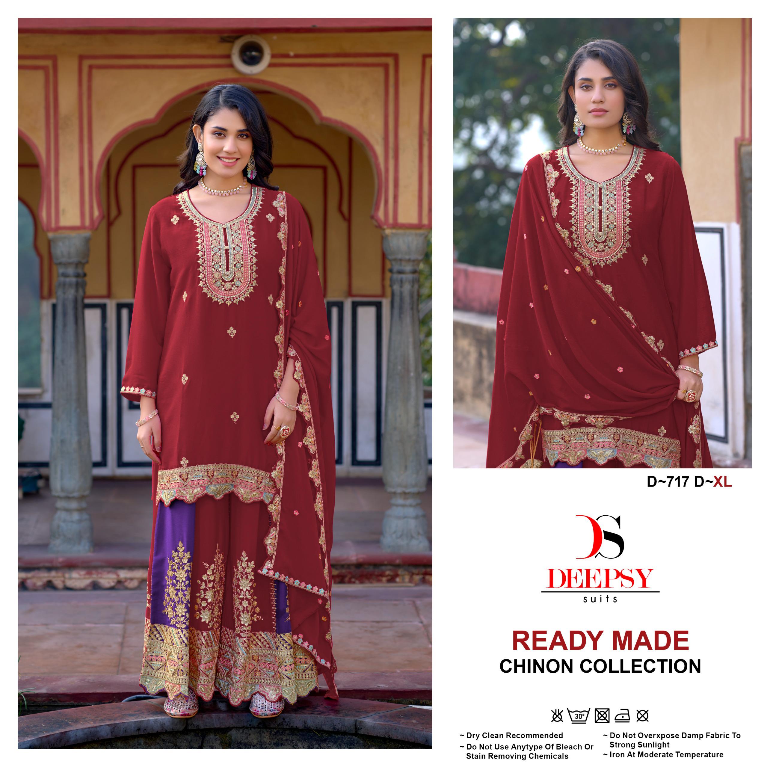Deepsy D 717 Chinon Embroidered Wholesale Pakistani Readymade Salwar Suit Catalog - Image 3