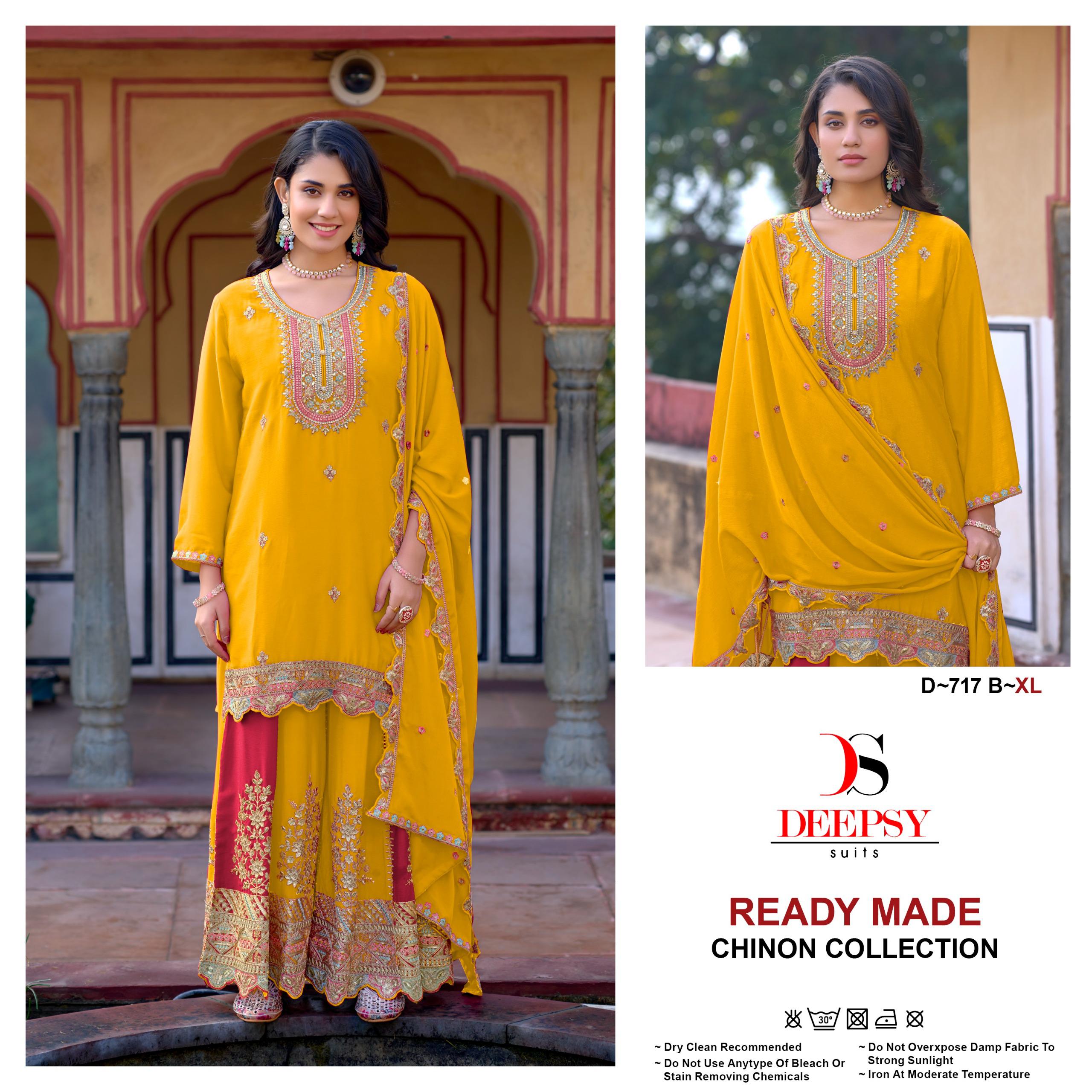 Deepsy D 717 Chinon Embroidered Wholesale Pakistani Readymade Salwar Suit Catalog - Image 5
