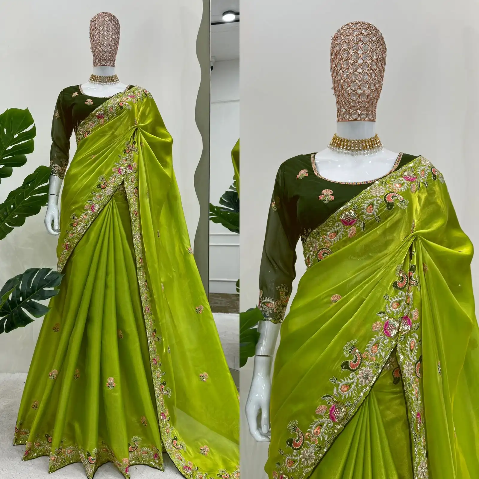 Designer Jimmy Chu with Thread & Sequence Work Silk Saree Collection - Image 2