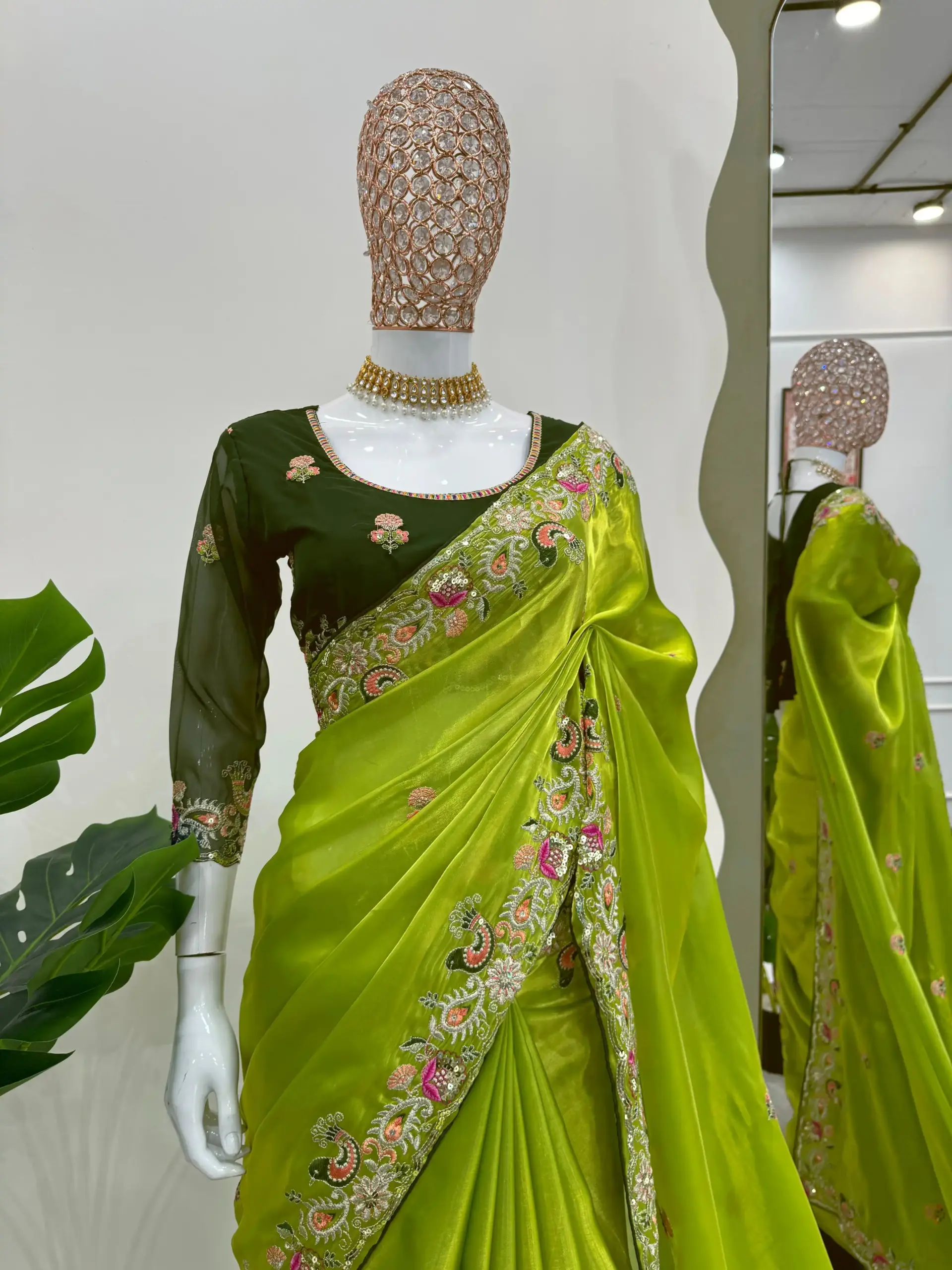 Designer Jimmy Chu with Thread & Sequence Work Silk Saree Collection - Image 3