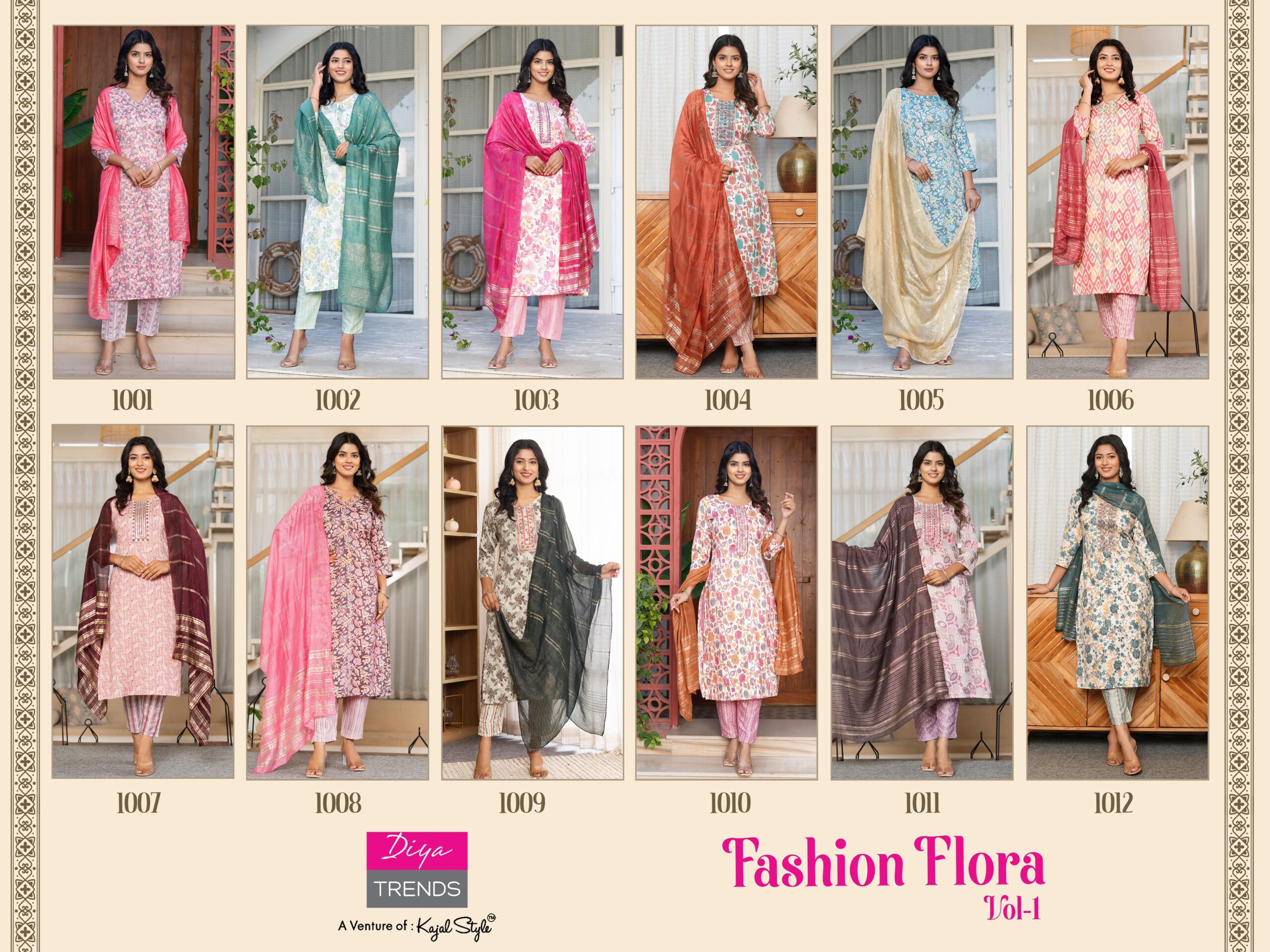 Diya Trends Fashion Flora Vol 1 Capsule Printed Wholesale Kurti Bottom With Dupatta Catalog - Image 13