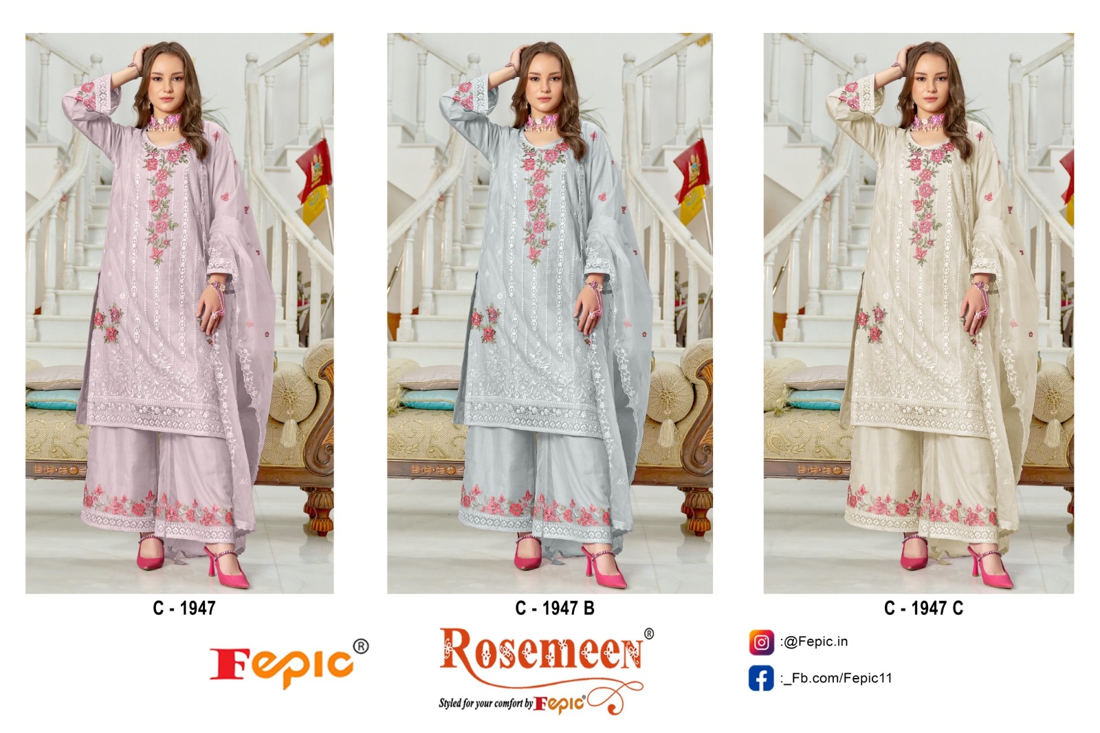 Fepic 1947 Organza Wholesale Pakistani Eid Collection - Image 8