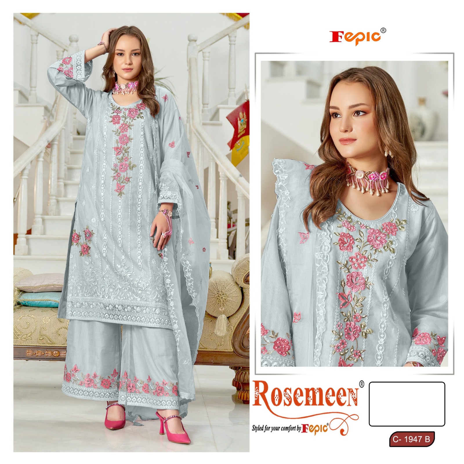 Fepic 1947 Organza Wholesale Pakistani Eid Collection - Image 3