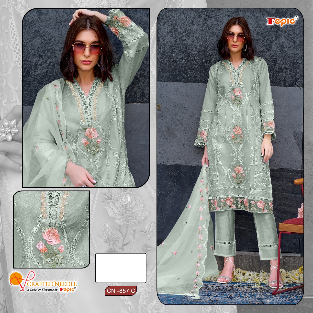 Fepic Cn 857 Organza Wholesale Pakistani Readymade Salwar Suit Catalog - Image 3
