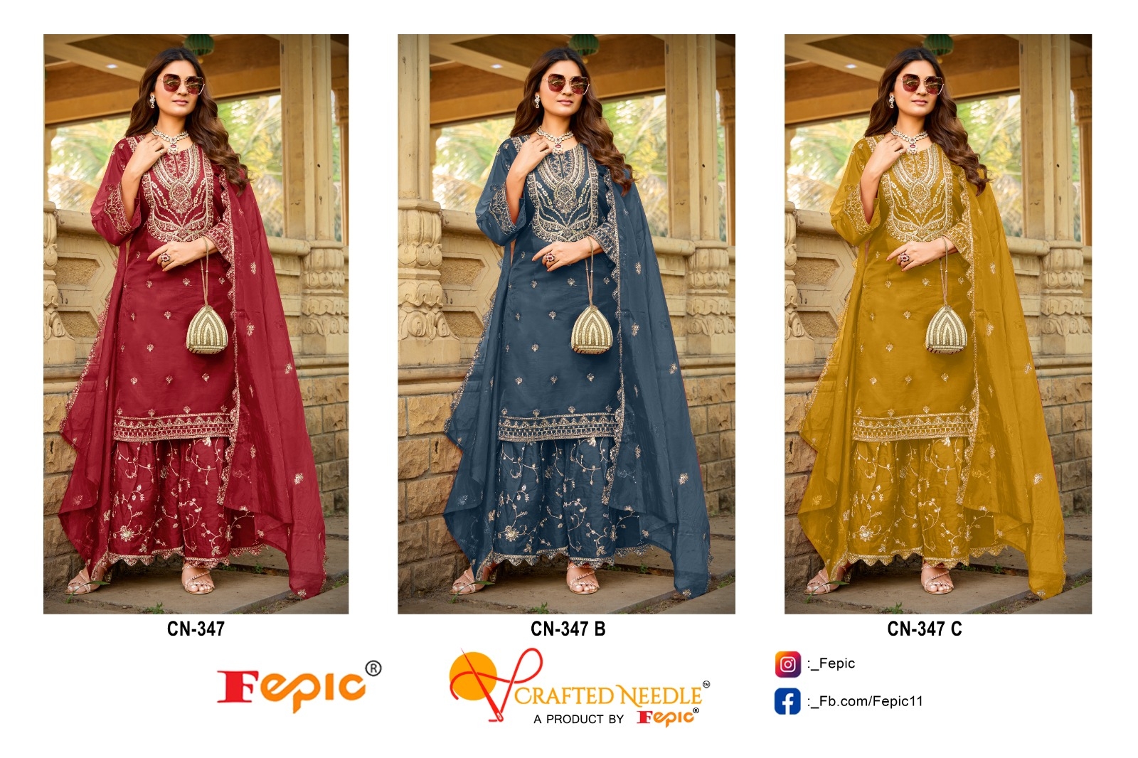 Fepic Cn347 Organza Wholesale Pakistani Readymade Salwar Suit Catalog - Image 5