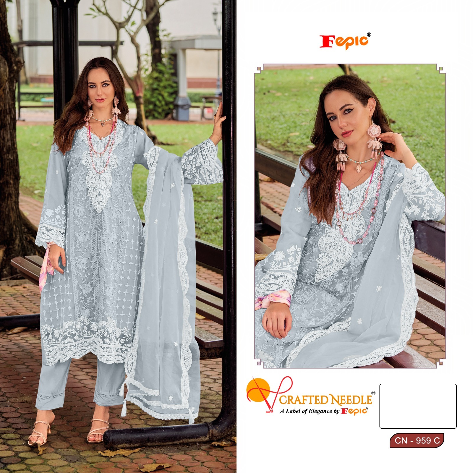 Fepic Cn959 Organza Wholesale Pakistani Readymadesalwar Suit Catalog - Image 4