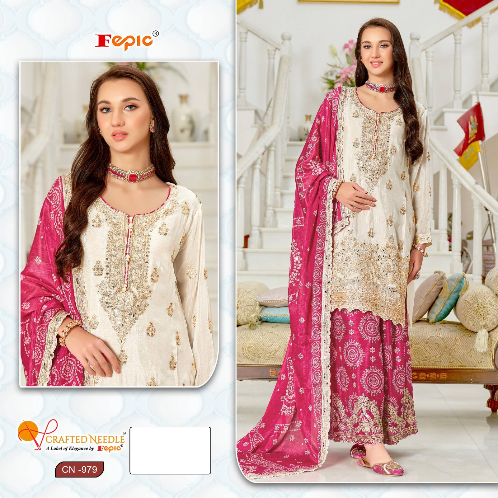 Fepic Cn979 Chinon Heavy Embroidered Wholesale Pakistani Eid Collection - Image 2