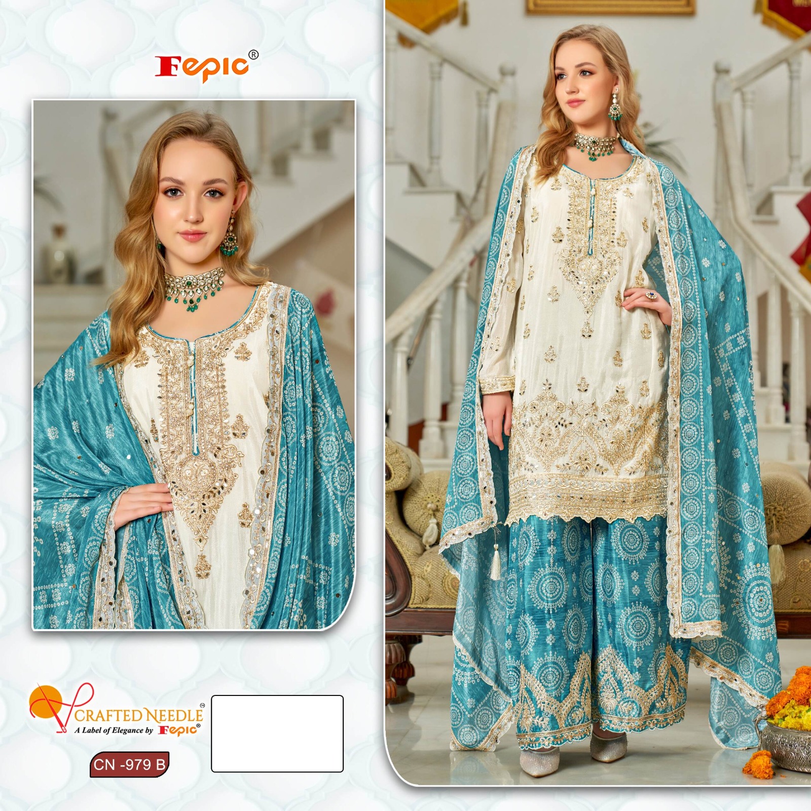 Fepic Cn979 Chinon Heavy Embroidered Wholesale Pakistani Eid Collection - Image 3
