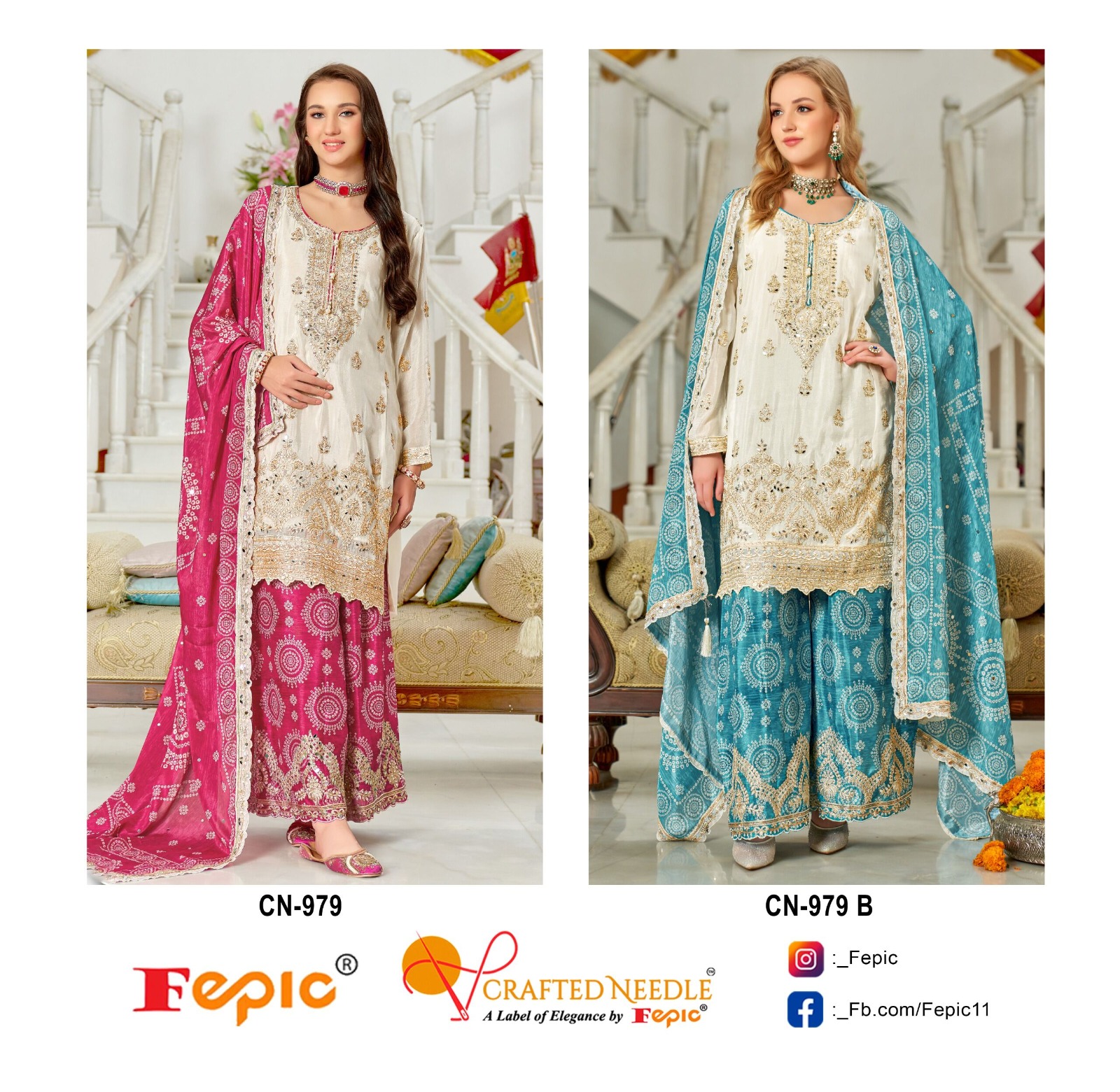 Fepic Cn979 Chinon Heavy Embroidered Wholesale Pakistani Eid Collection - Image 4