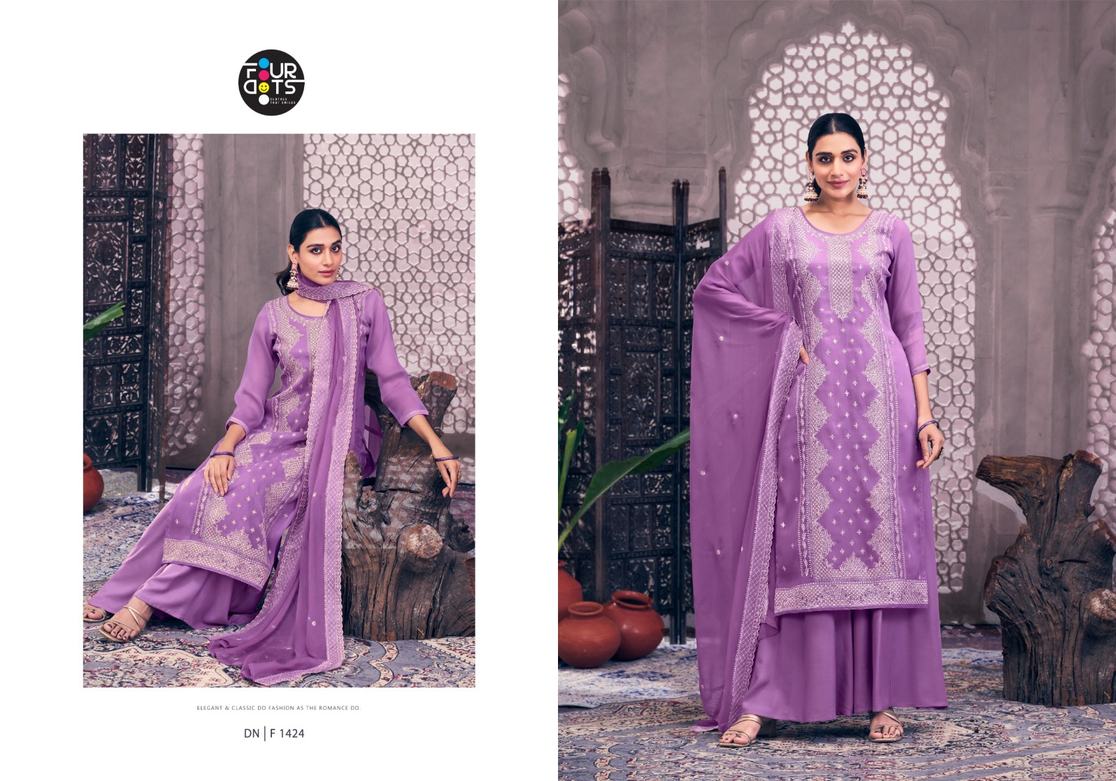 Four Dots Dhriti Viscose Organza Wholesale Designer Dress Material Collection - Image 3