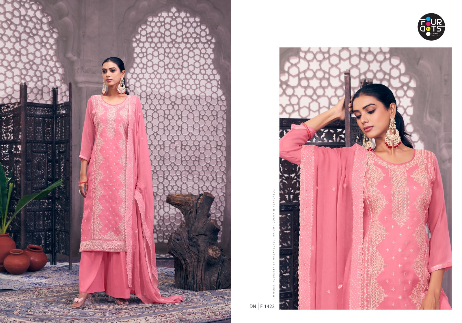 Four Dots Dhriti Viscose Organza Wholesale Designer Dress Material Collection - Image 4