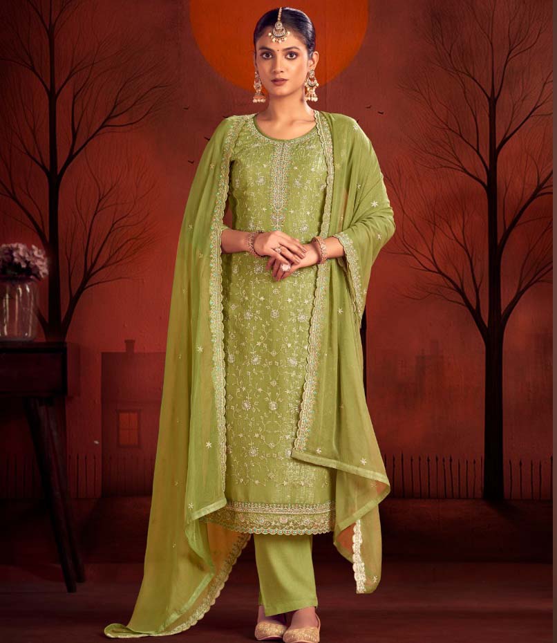 Four Dots Kundan Crunchi Silk With Jarkan Work Wholesale Designer Salwar Suit Catalog