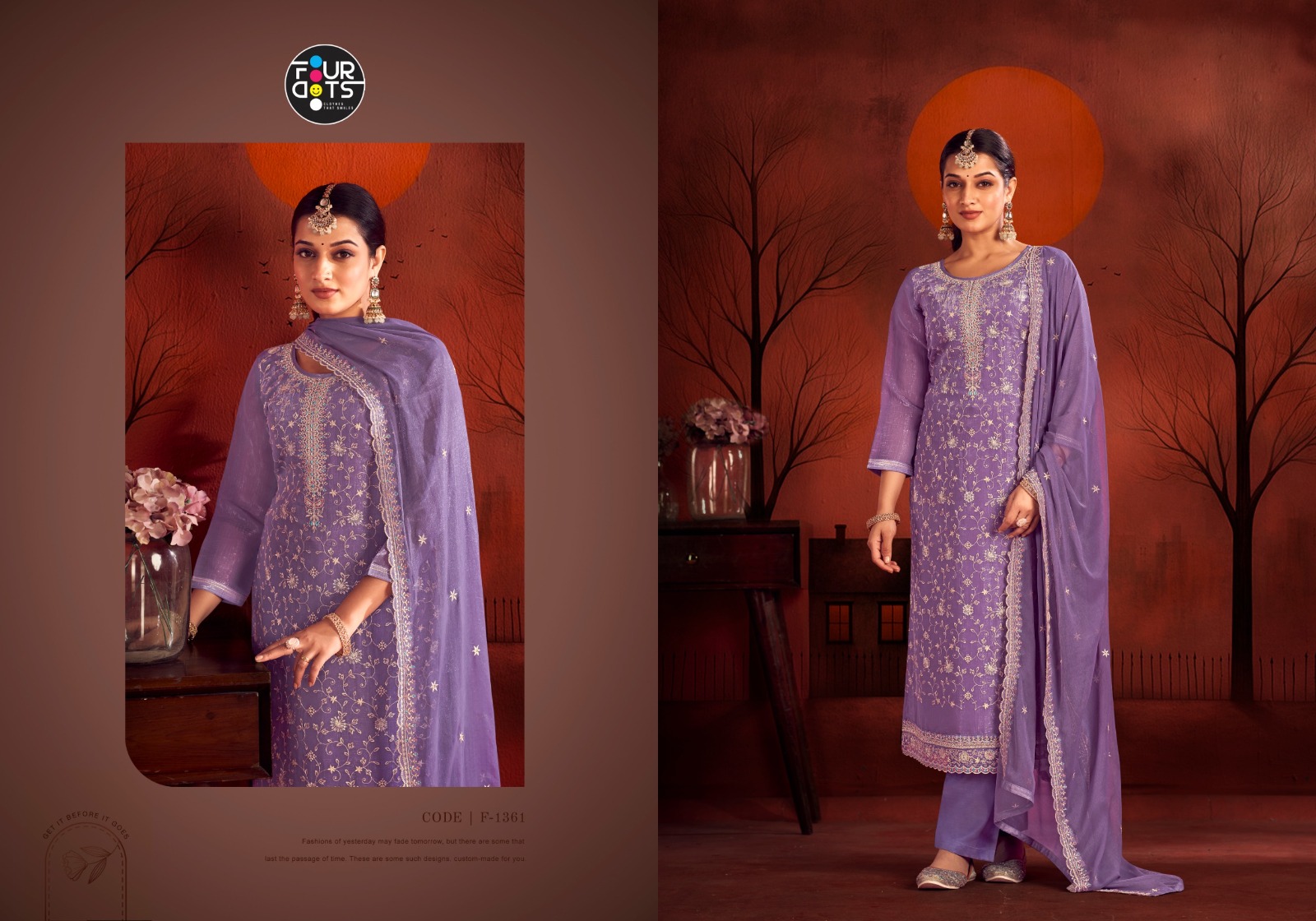 Four Dots Kundan Crunchi Silk With Jarkan Work Wholesale Designer Salwar Suit Catalog - Image 3