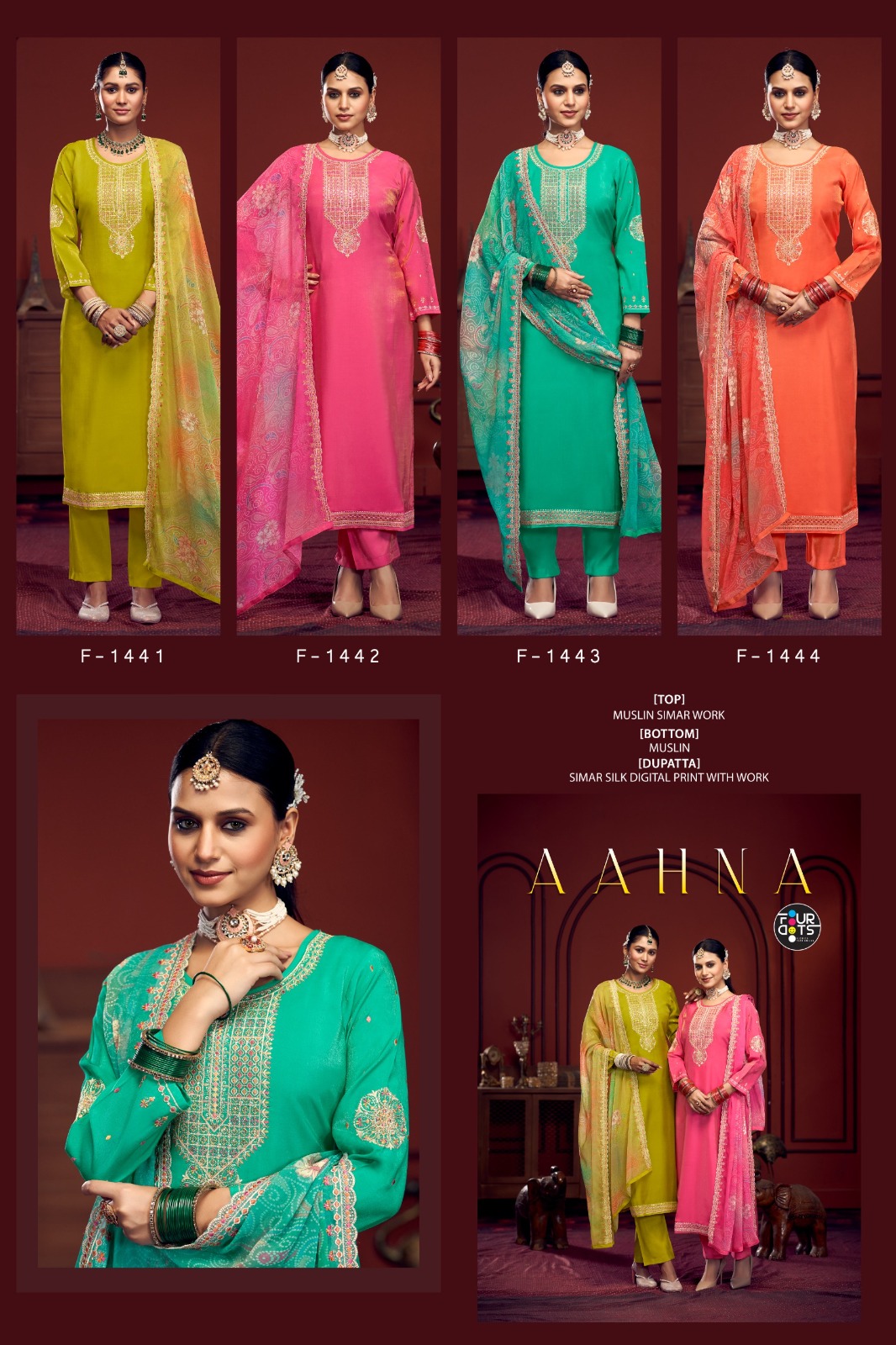 Fourdots Aahna Muslin Simar Wholesale Designer Salwar Suit Catalog - Image 5