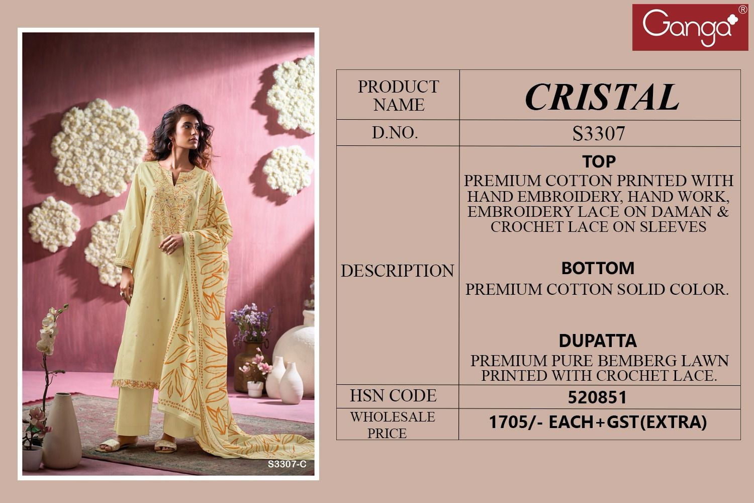 Ganga Cristal 3307 Premium Cotton Printed Wholesale Fancy Salwar Suit Collection - Image 7