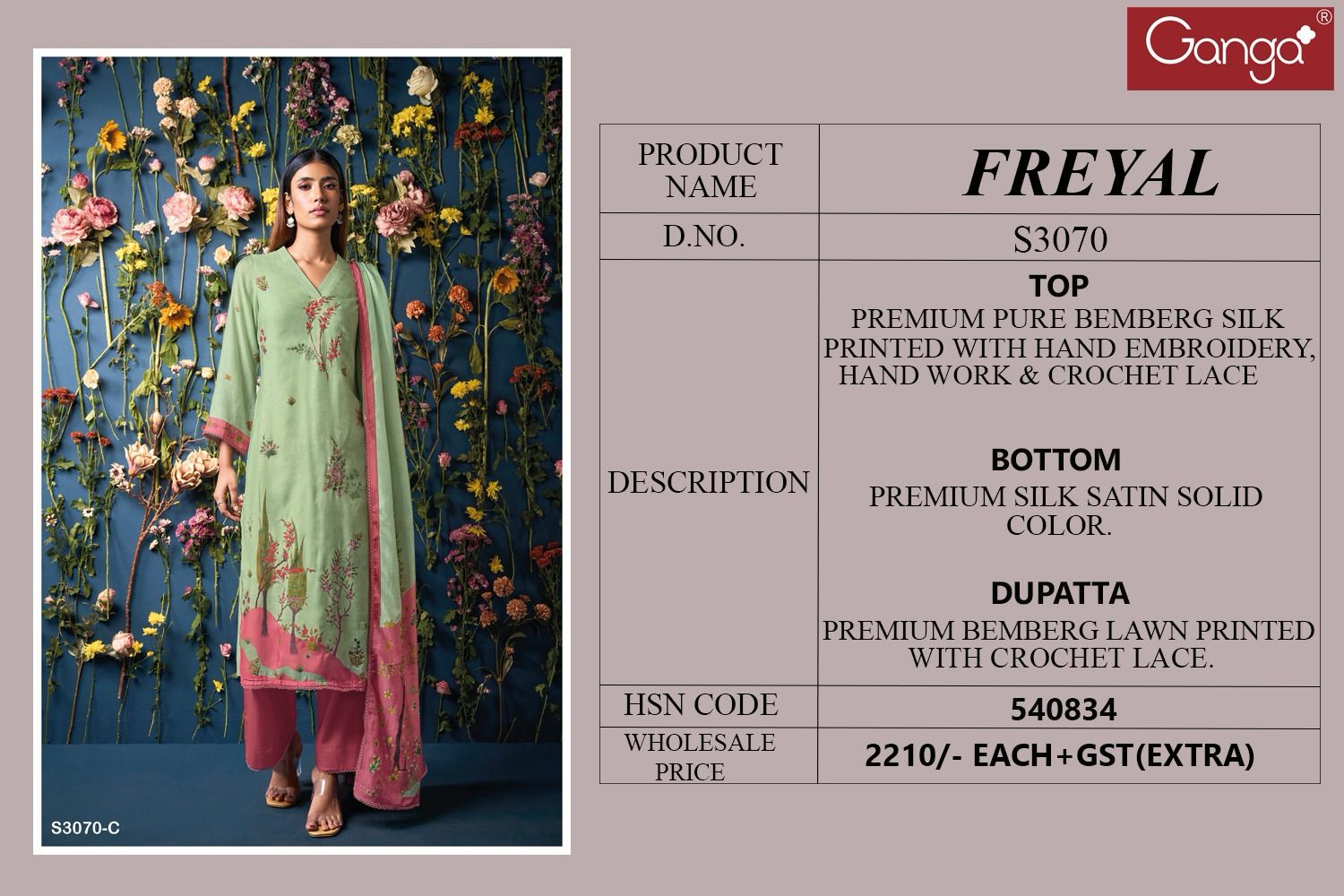 Ganga Freyal Bemberg Silk Printed Wholesale Fancy Salwar Suit Collection - Image 5