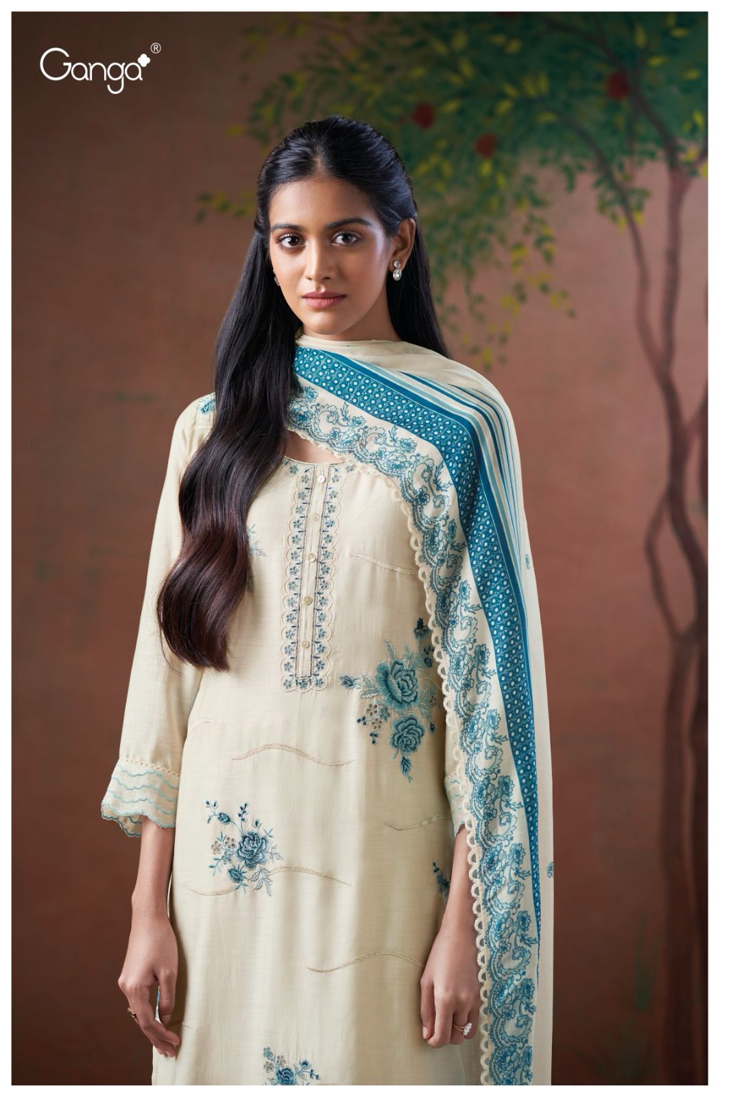 Ganga Hayla 3305 Bemberg Silk Embroidered Suit – Wholesale