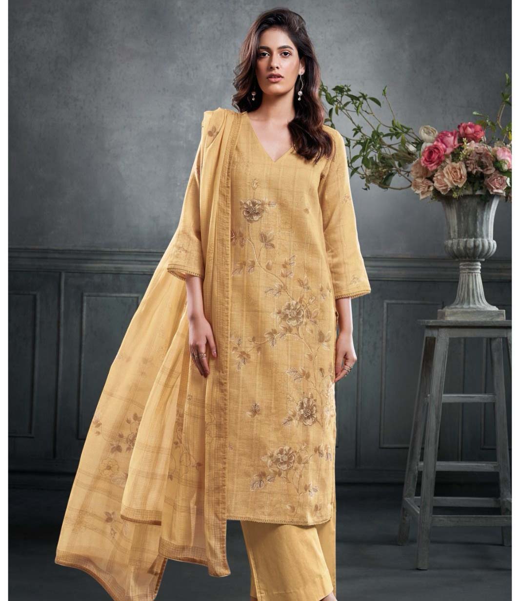 Ganga Jean Cotton Linen Printed Wholesale Fancy Salwar Suits Catalog