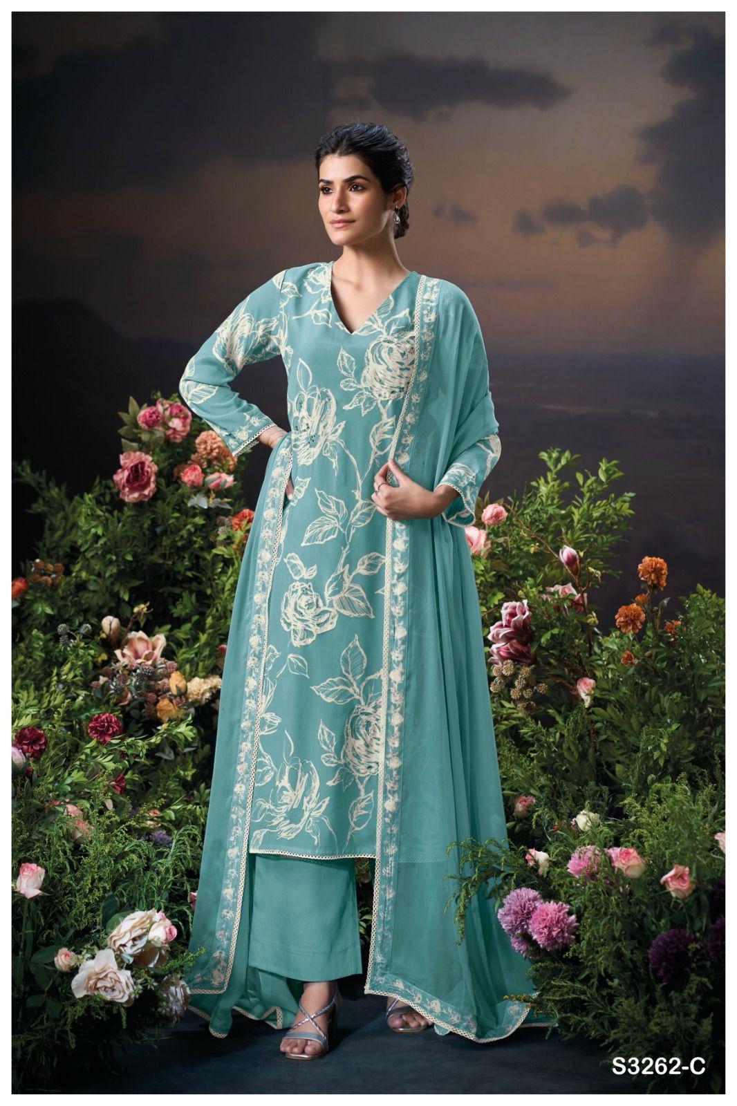 Ganga MUKTI 3262 Premium Viscose Muslin Salwar Suit.