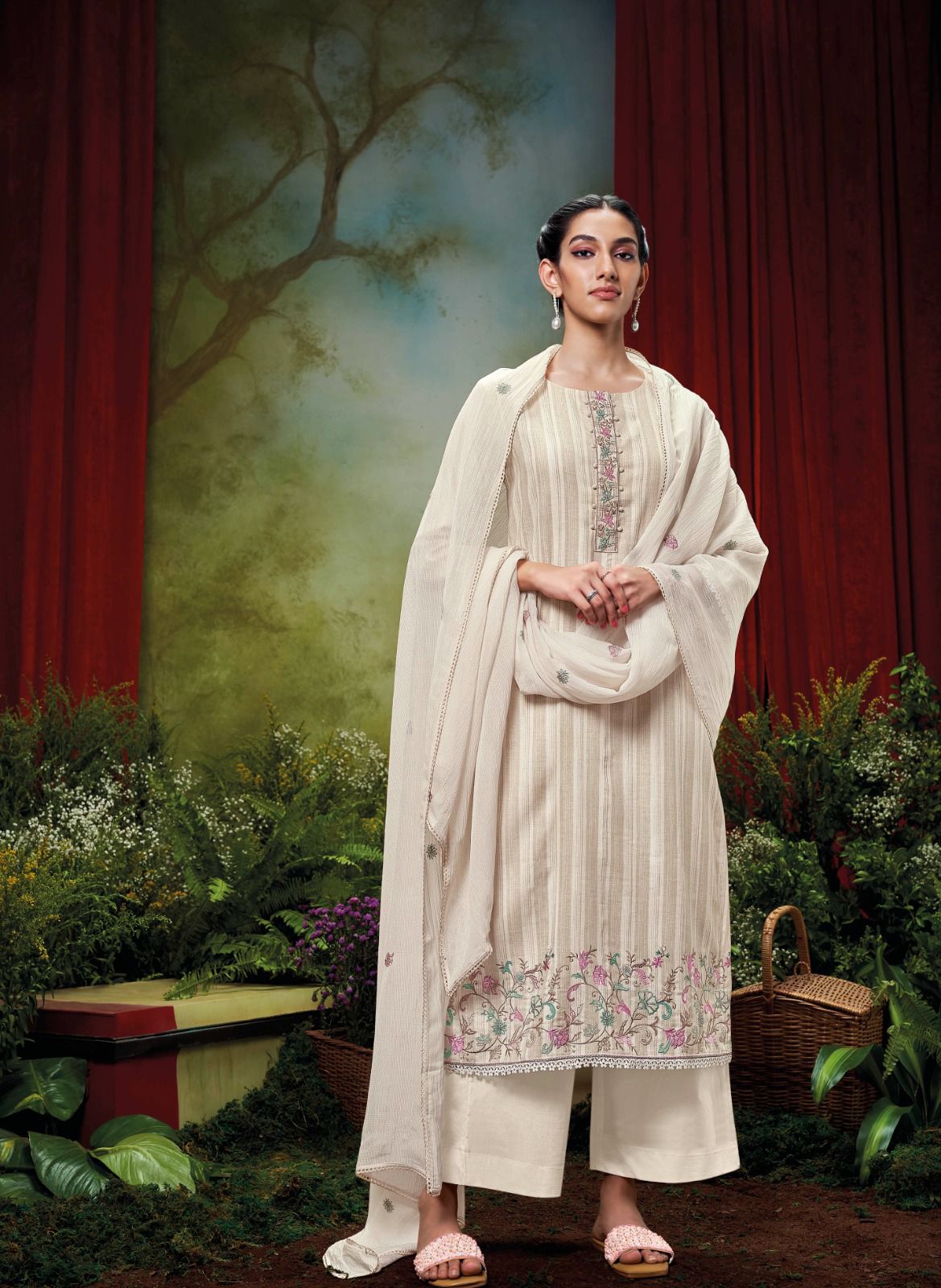 Ganga Sahaswara Premium Hand Loom Cotton Jacouard Wholesale Fancy Salwar Suit Catalog - Image 2