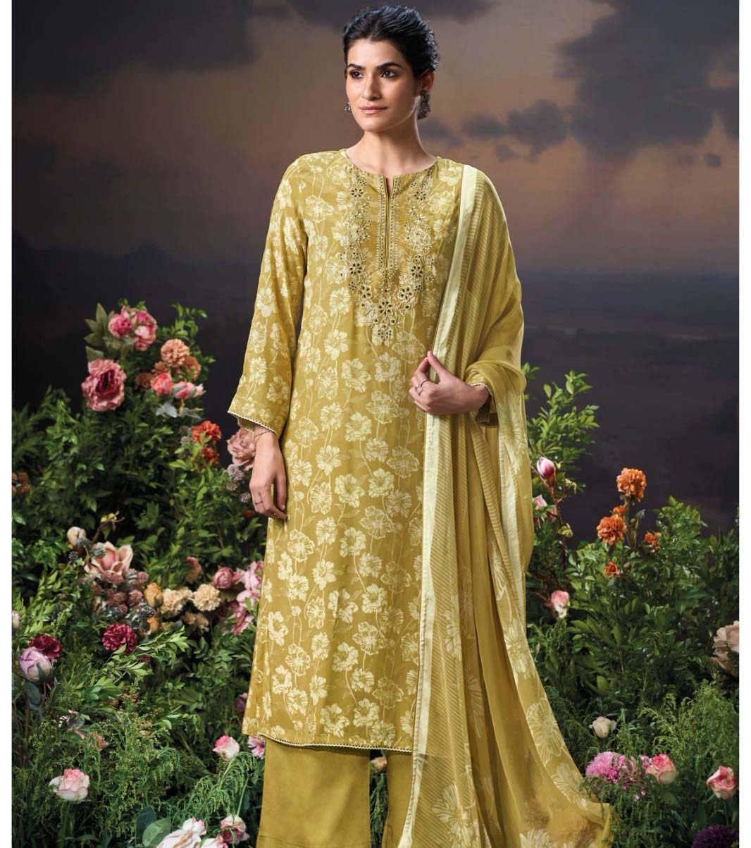 Ganga Terina Viscose Muslin Printed Wholesale Fancy Salwar Suits Catalog