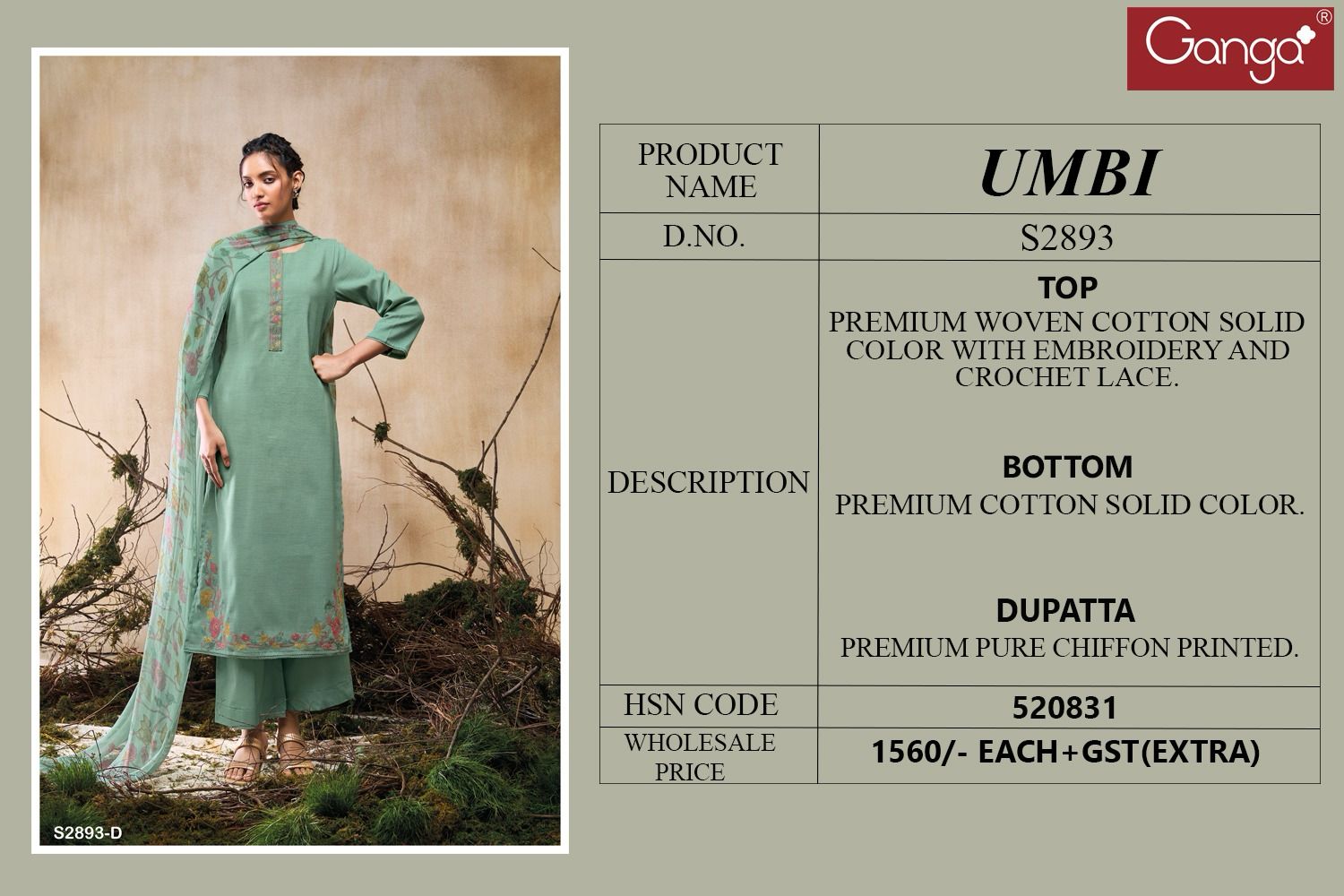 Ganga UMBI 2893 Premium Woven Cotton Wholesale Salwar Suit Catalog - Image 4