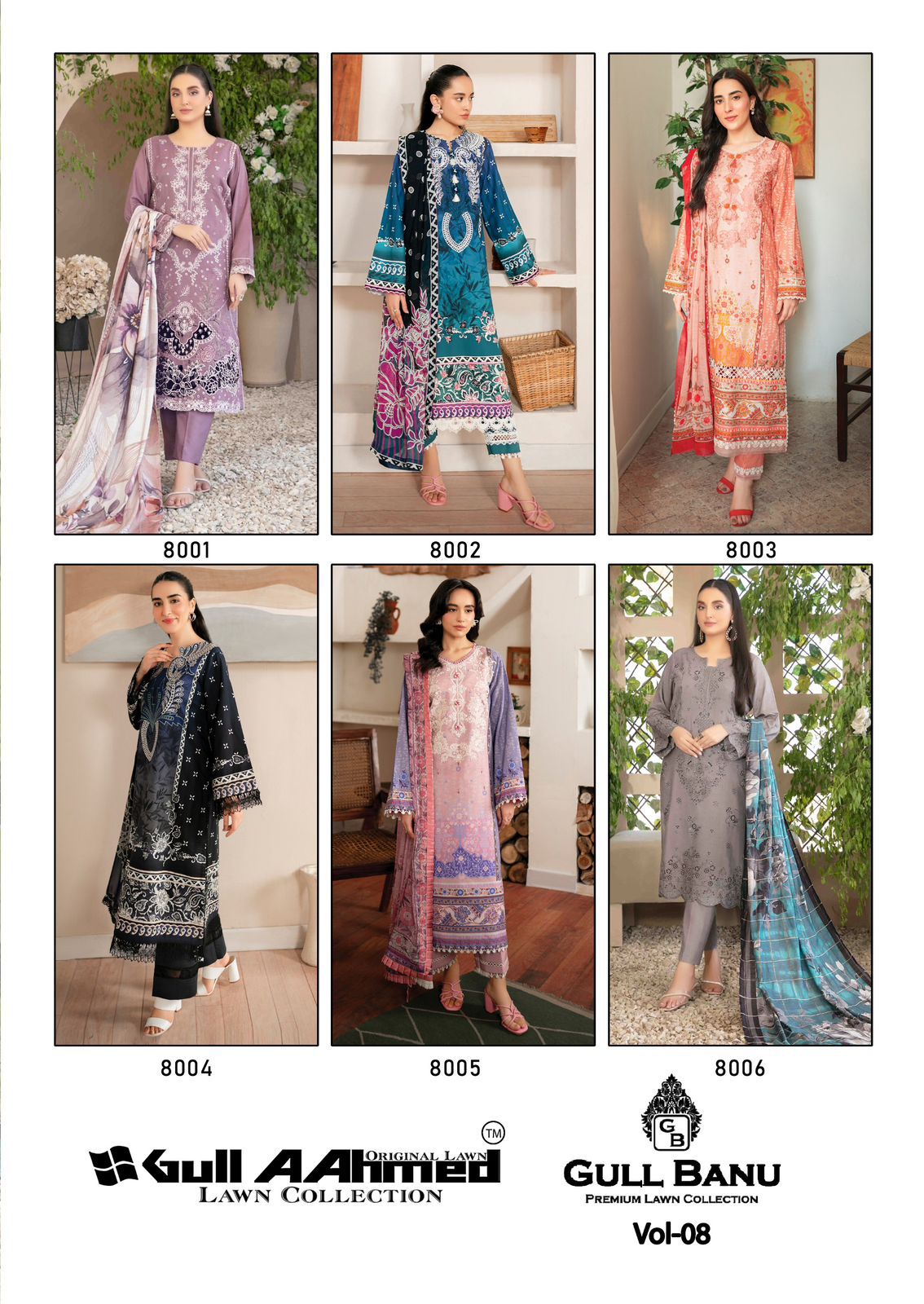 Gull A Ahmed Gull Banu Vol 8 Lawn Cotton Wholesale Pakistani Salwar Suit Catalog - Image 7