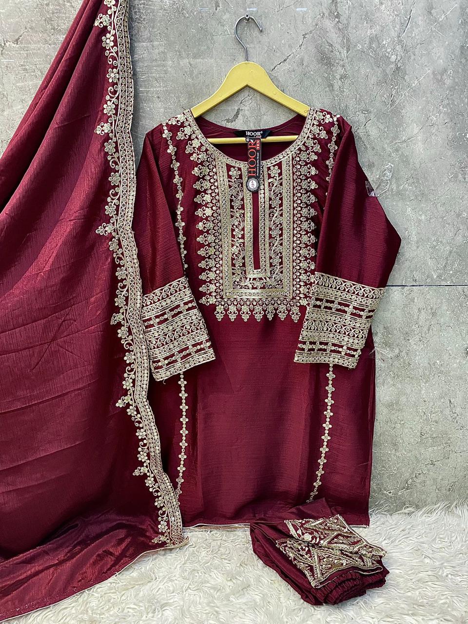 Hoor Tex Hf-114,A To D Heavy Chinon Wholesale Pakistani Readymade Eid Collection