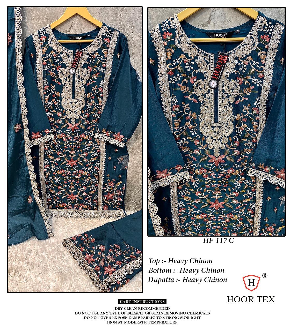 Hoor Tex Hf-117,A To C Heavy Chinon Wholesale Pakistani Readymade Salwar Suit Catalog - Image 5