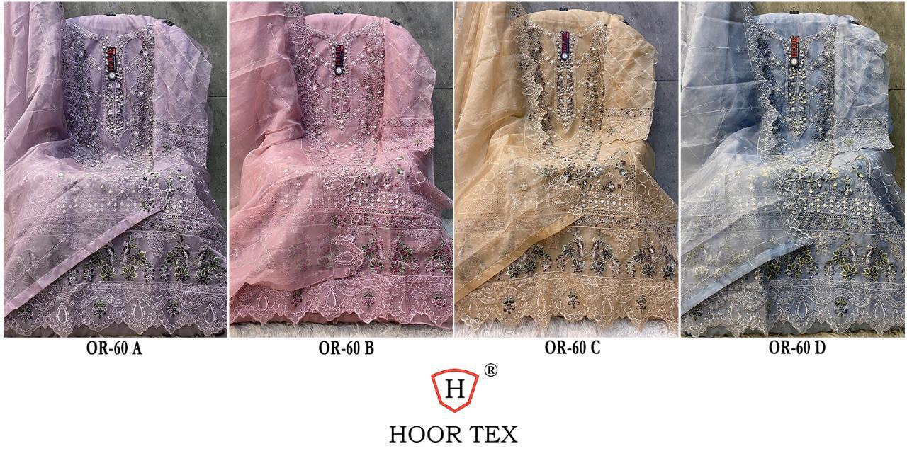 Hoor Tex Or-60,A To D Heavy Organza Wholesale Pakistani Salwar Suit Catalog - Image 9