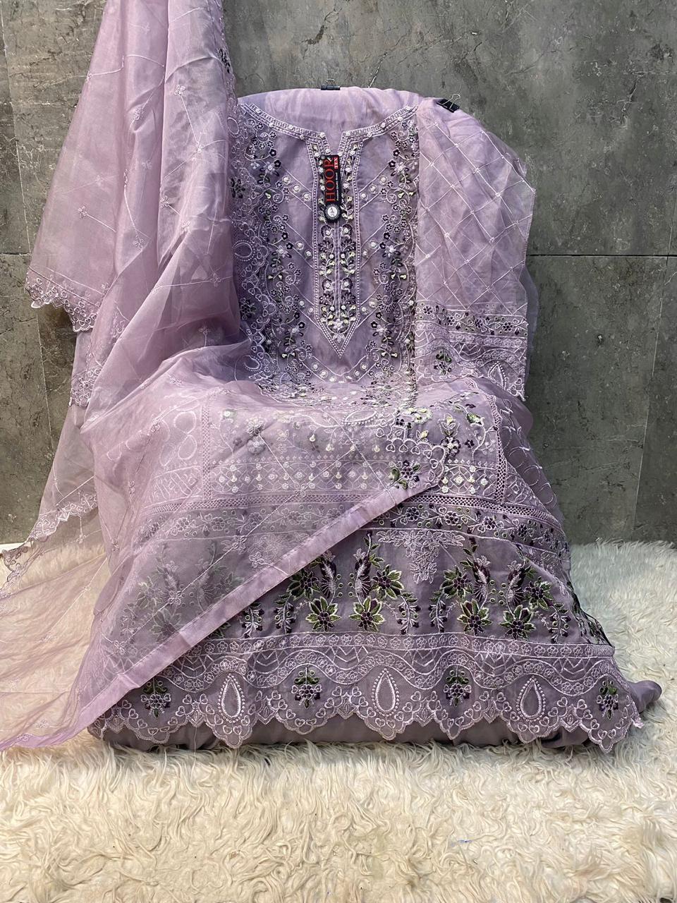 Hoor Tex Or-60,A To D Heavy Organza Wholesale Pakistani Salwar Suit Catalog - Image 7