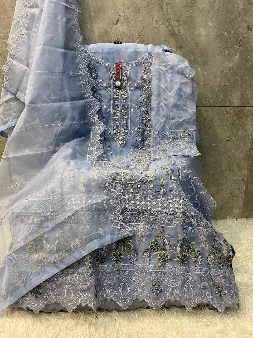 Hoor Tex Or-60,A To D Heavy Organza Wholesale Pakistani Salwar Suit Catalog