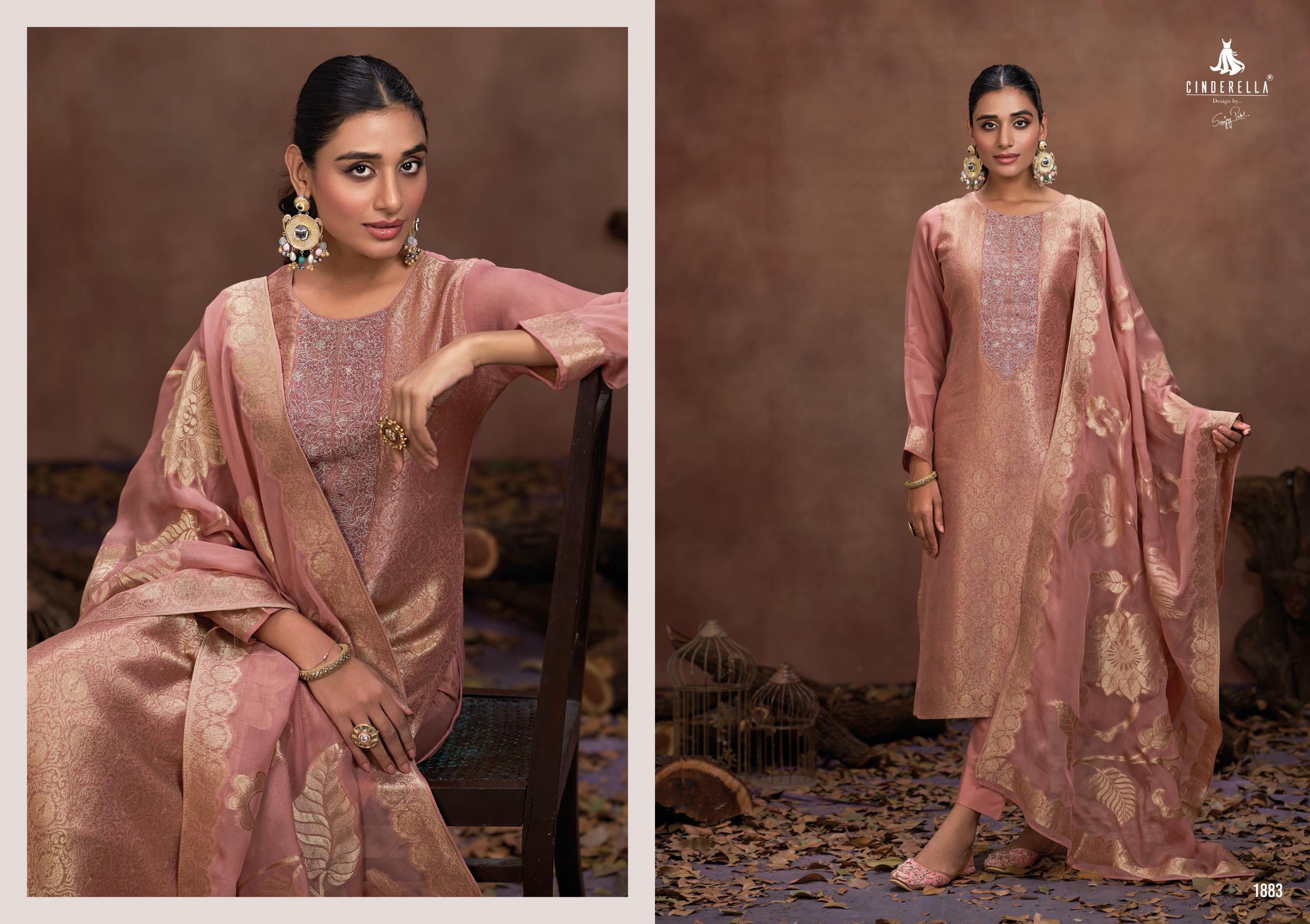 Ibiza Vienna Pure Organza Jacquard Embroidered Suit Wholesale Catalog - Image 2