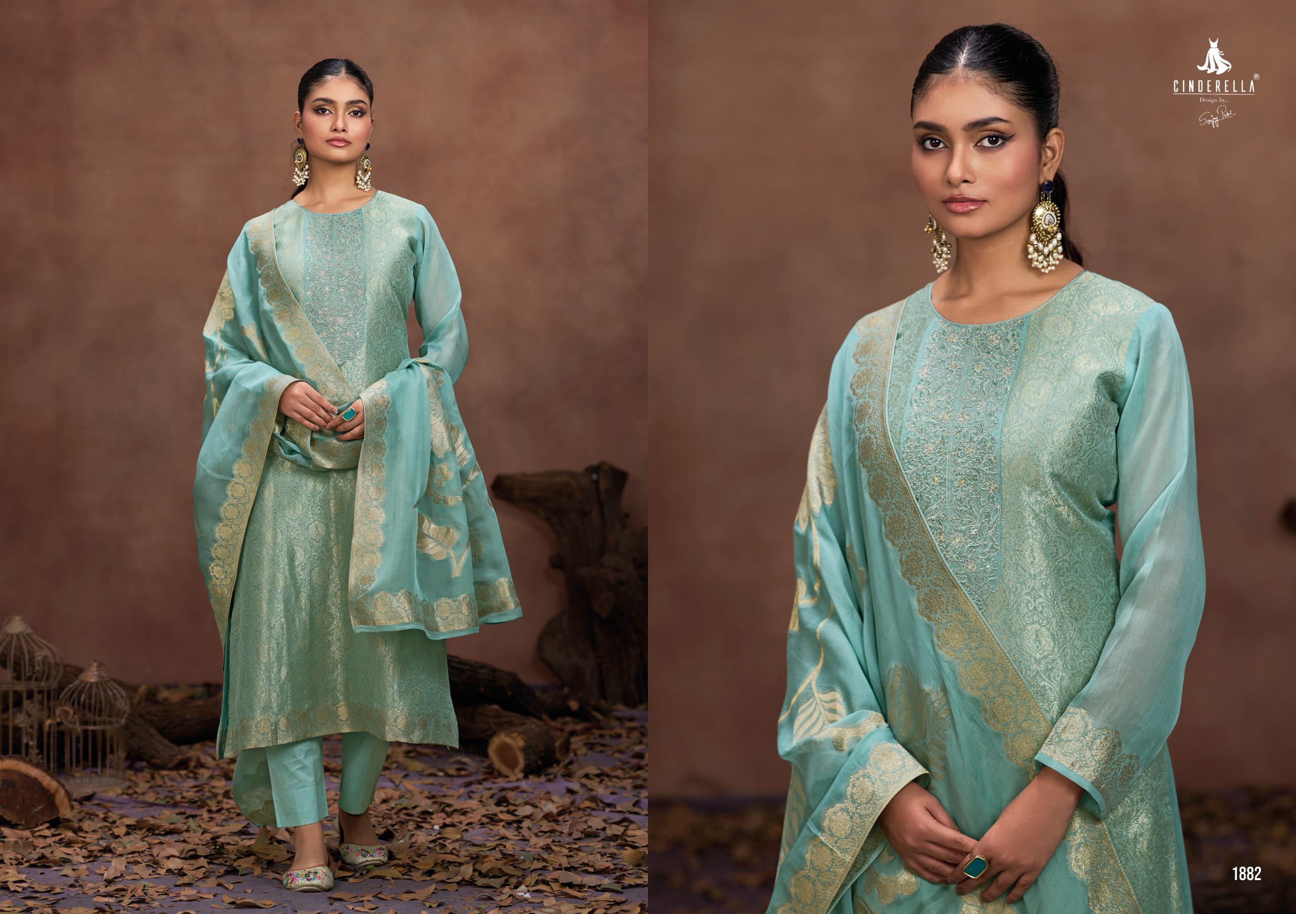 Ibiza Vienna Pure Organza Jacquard Embroidered Suit Wholesale Catalog - Image 4