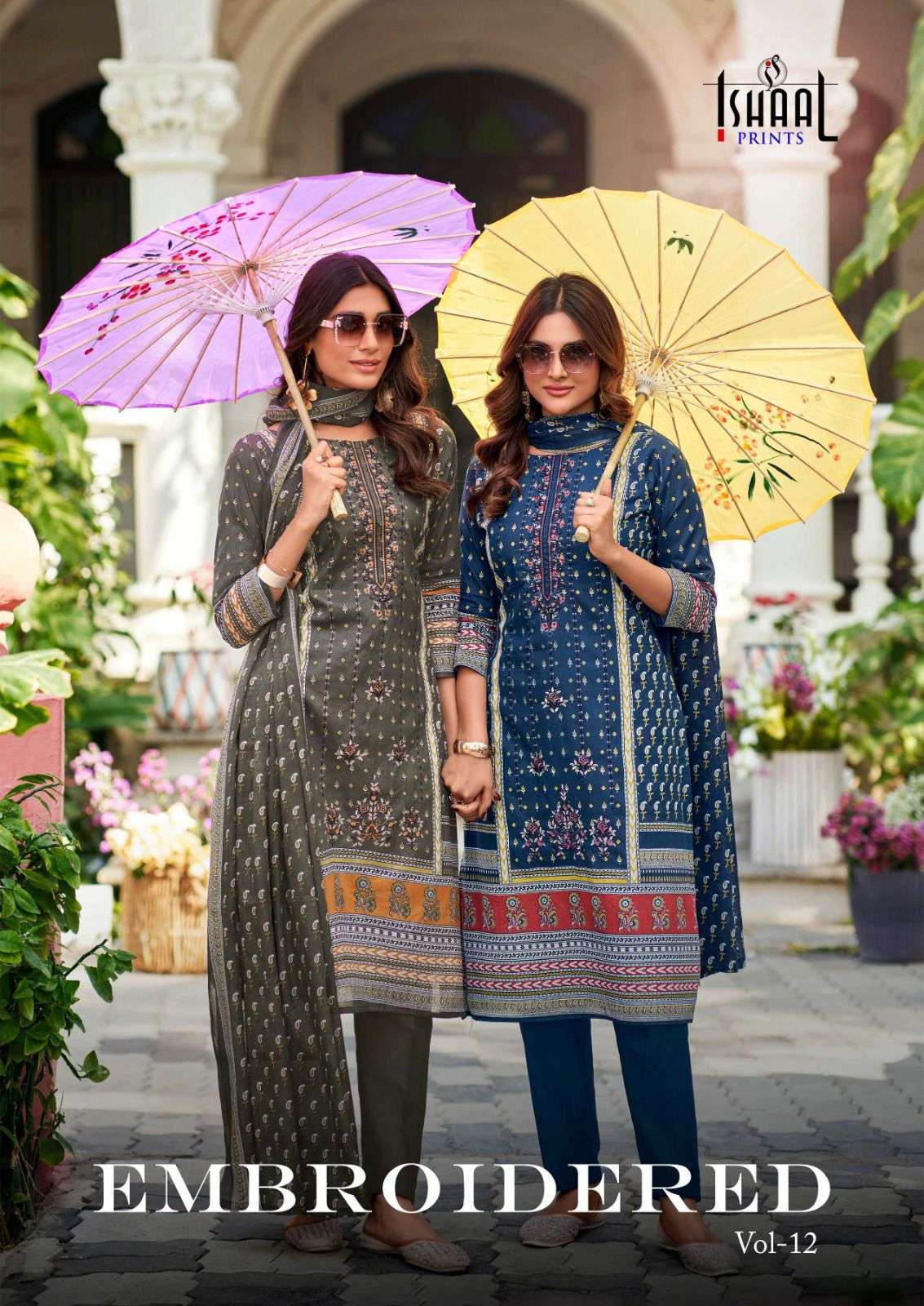 Ishaal Prints Embroidered Vol 12 Lawn Cotton Wholesale Pakistani Salwar Kameez Catalog