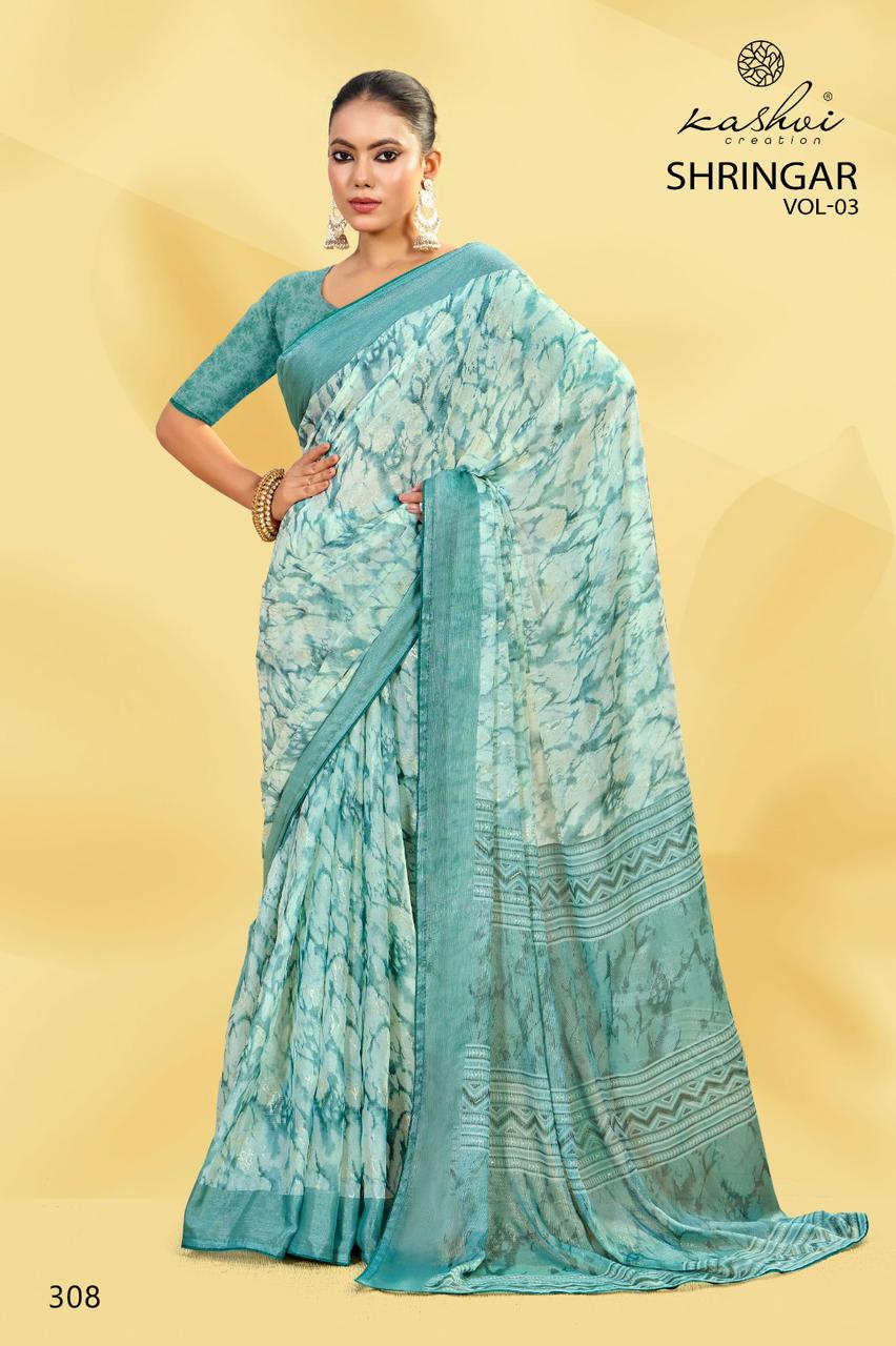 Kashvi Creation Shringar Vol. 3 Brasso Wholesale Fancy Sarees Catalog - Image 4