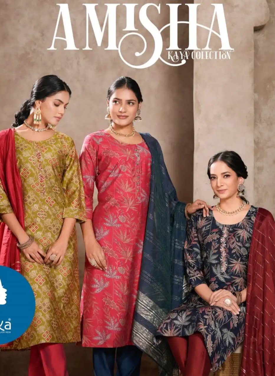 Kaya Amisha Vertical Silk Wholesale Kurti Set (3)