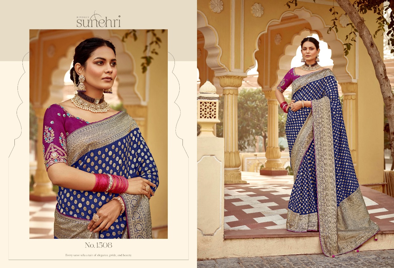 Kimora Sunehri Rang Mahal Based Fancy Wholesale Designer Wedding Wear Sarees Catalog — Wholesale Sarees, Kimora wholesale from Surat — view 2