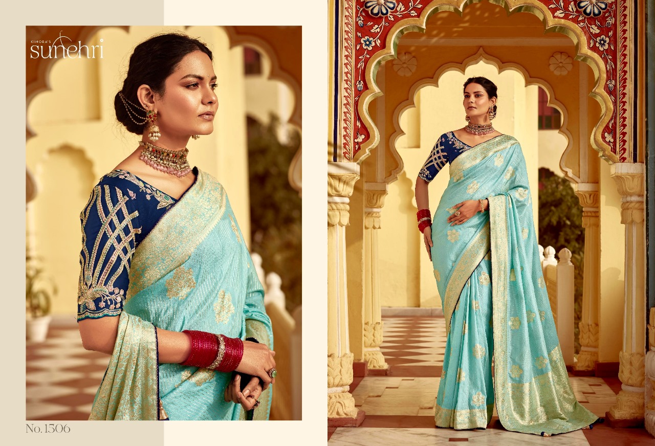 Kimora Sunehri Rang Mahal Based Fancy Wholesale Designer Wedding Wear Sarees Catalog — Wholesale Sarees, Kimora wholesale from Surat — view 11