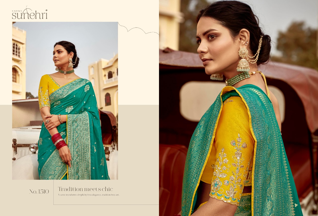 Kimora Sunehri Rang Mahal Based Fancy Wholesale Designer Wedding Wear Sarees Catalog — Wholesale Sarees, Kimora wholesale from Surat — view 4