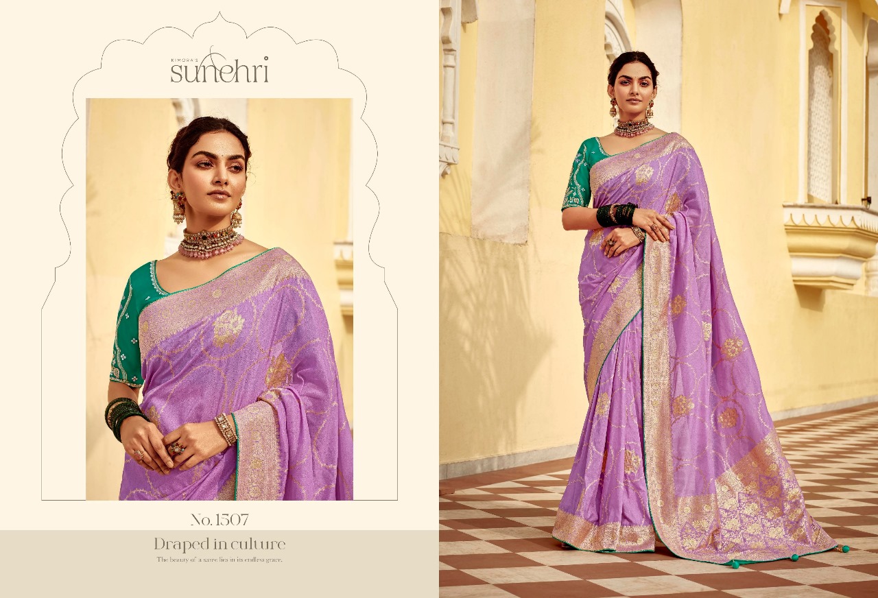 Kimora Sunehri Rang Mahal Based Fancy Wholesale Designer Wedding Wear Sarees Catalog — Wholesale Sarees, Kimora wholesale from Surat — view 5