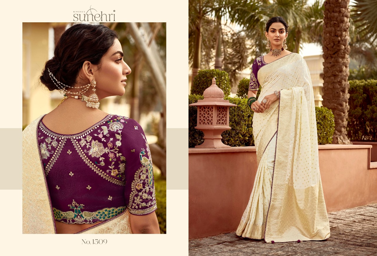 Kimora Sunehri Rang Mahal Based Fancy Wholesale Designer Wedding Wear Sarees Catalog — Wholesale Sarees, Kimora wholesale from Surat — view 6