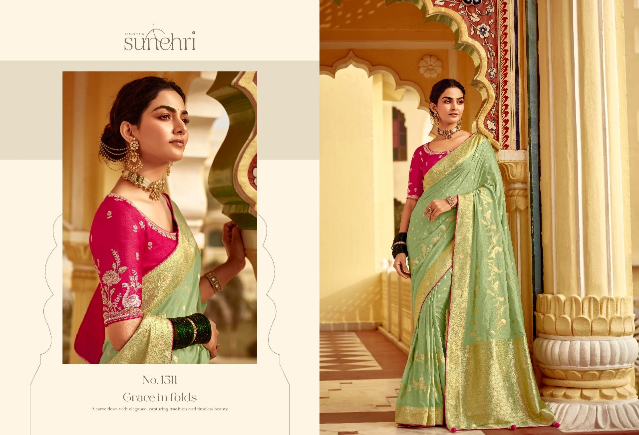Kimora Sunehri Rang Mahal Based Fancy Wholesale Designer Wedding Wear Sarees Catalog — Wholesale Sarees, Kimora wholesale from Surat — view 8