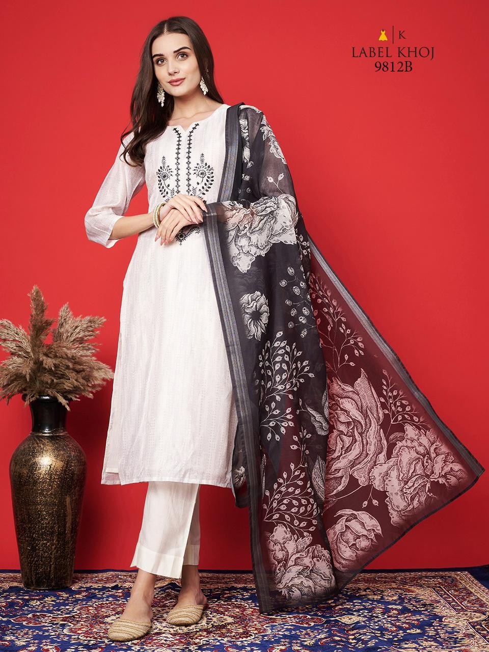 Label Khoj Dn 9812 A B Munga Silk Wholesale Readymade Salwar Suit Catalog - Image 3