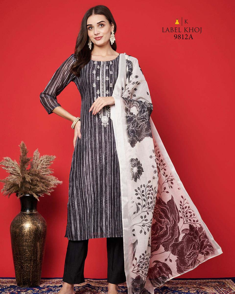 Label Khoj Dn 9812 A B Munga Silk Wholesale Readymade Salwar Suit Catalog