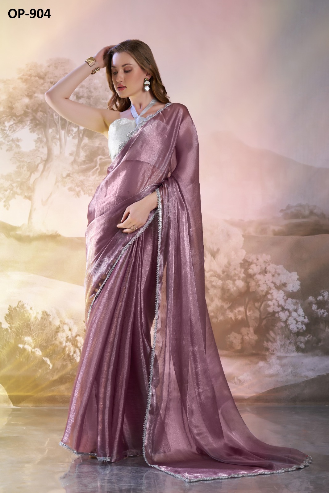 Laxminam OP-904 Designer Burberry Organza Saree Collection