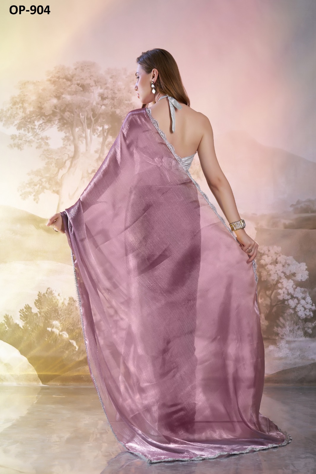 Laxminam OP-904 Designer Burberry Organza Saree Collection - Image 2