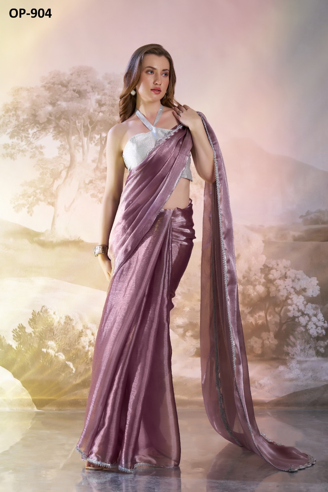 Laxminam OP-904 Designer Burberry Organza Saree Collection - Image 3