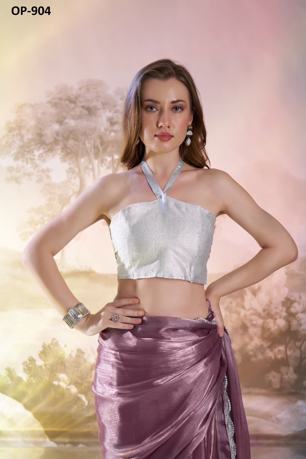 Laxminam OP-904 Designer Burberry Organza Saree Collection - Image 4