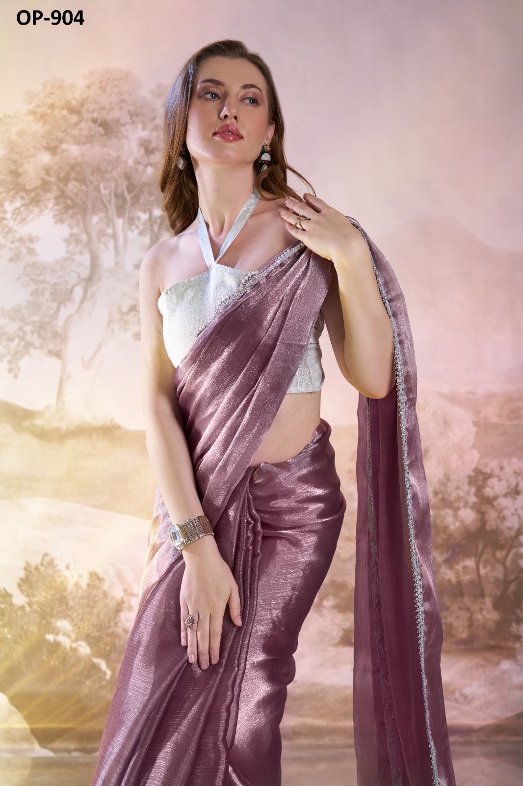 Laxminam OP-904 Designer Burberry Organza Saree Collection - Image 5